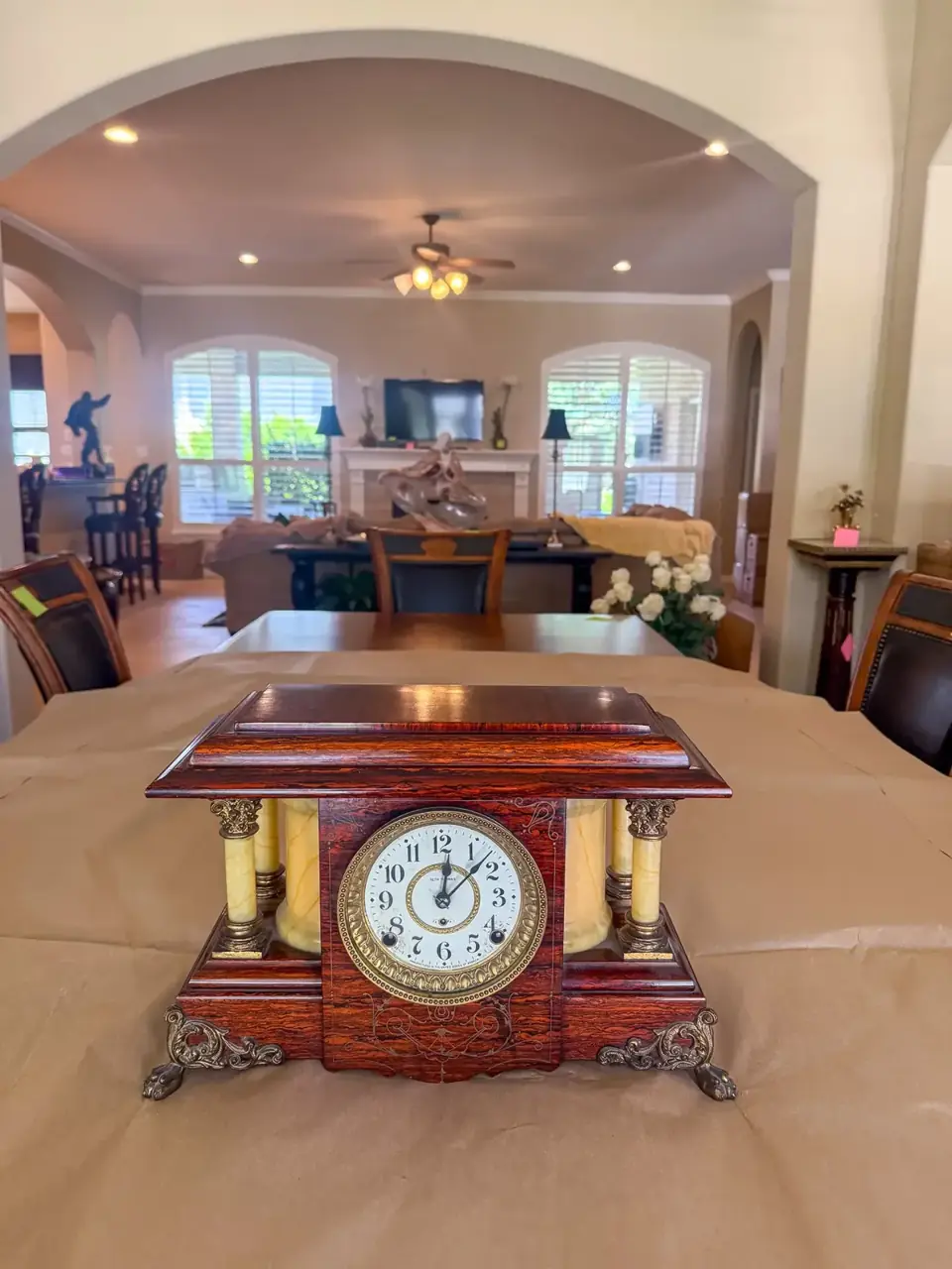 Decorative wooden clock before packing