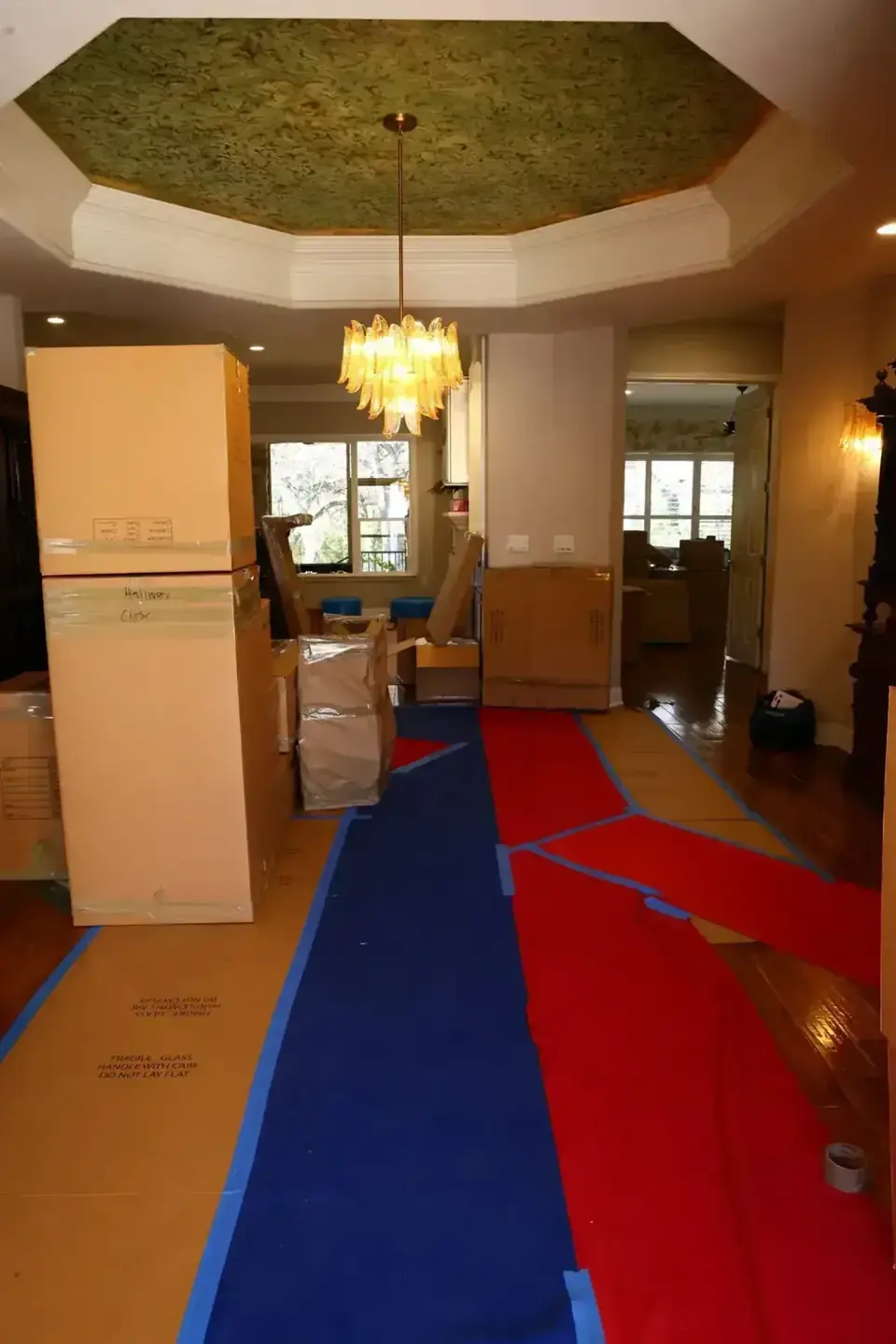 Protective floor runners inside a customer's home